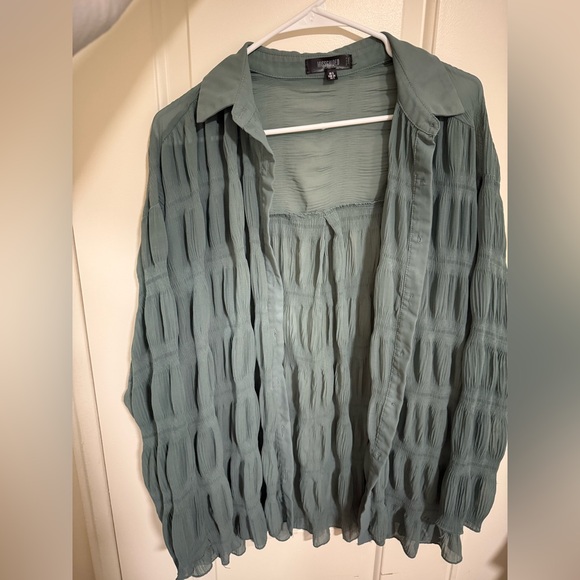 Missguided size 2 oversized semi sheer over shirt / button up - Picture 2 of 5
